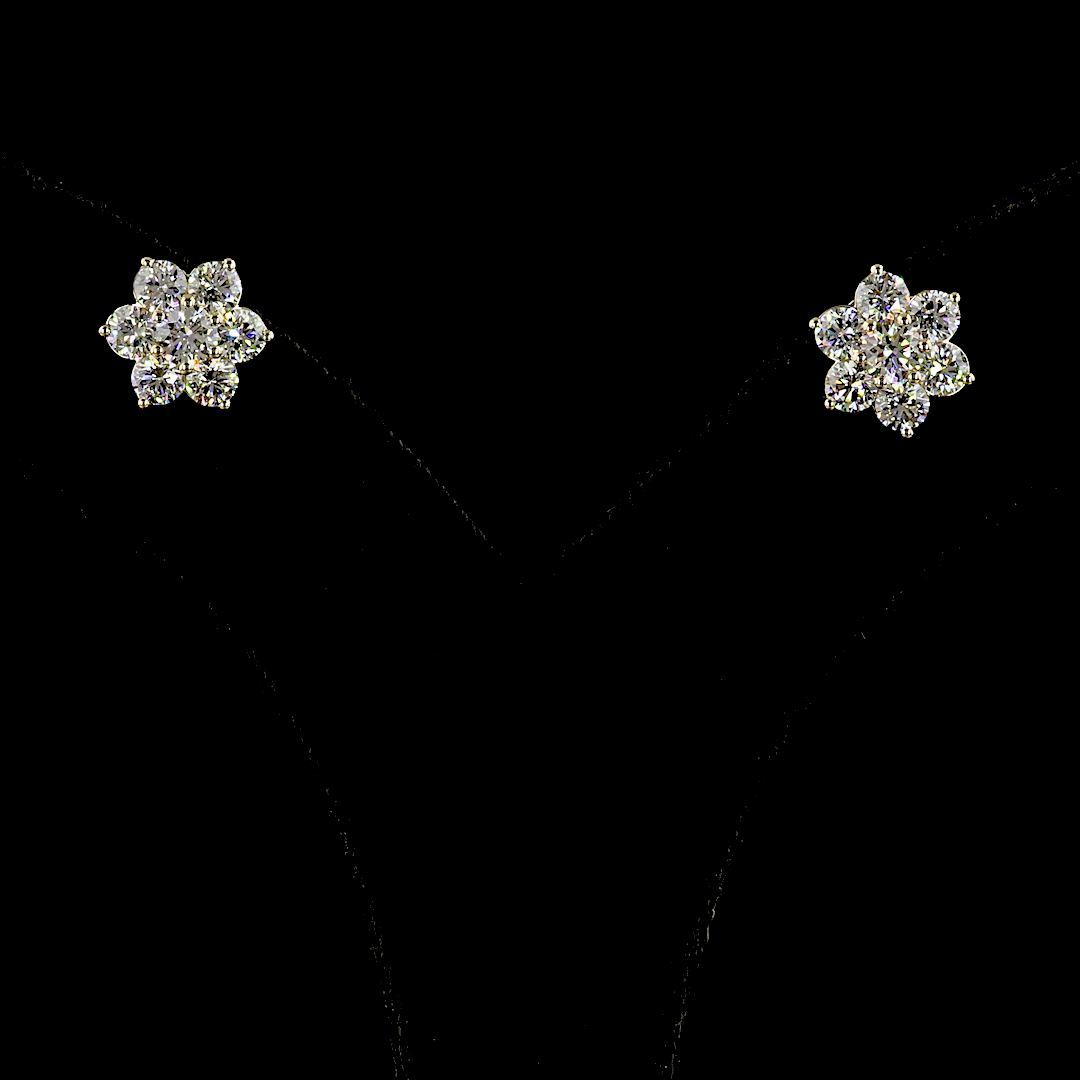 1.88 CT Round Lab Grown Diamond Stud Earrings in 14K Yellow Gold