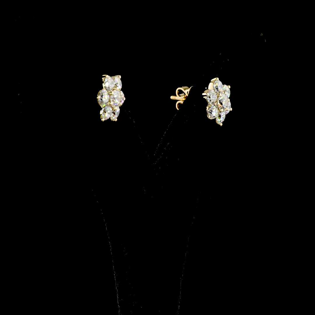1.88 CT Round Lab Grown Diamond Stud Earrings in 14K Yellow Gold