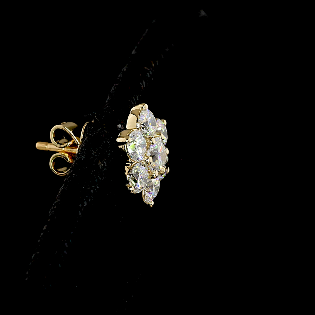 1.88 CT Round Lab Grown Diamond Stud Earrings in 14K Yellow Gold