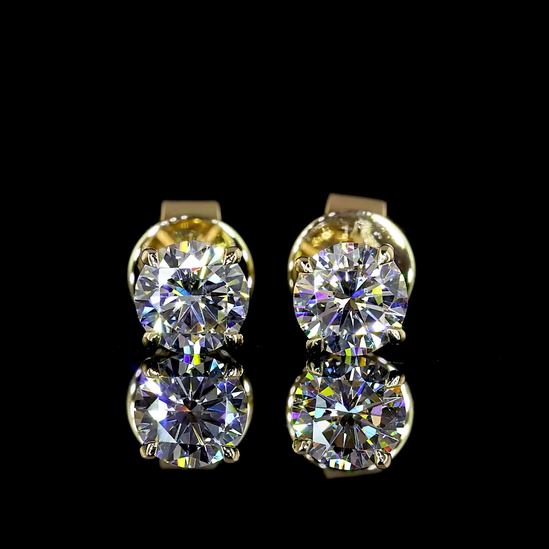 0.51 CT Round Lab Grown Diamond Stud Earrings in 14K Yellow Gold