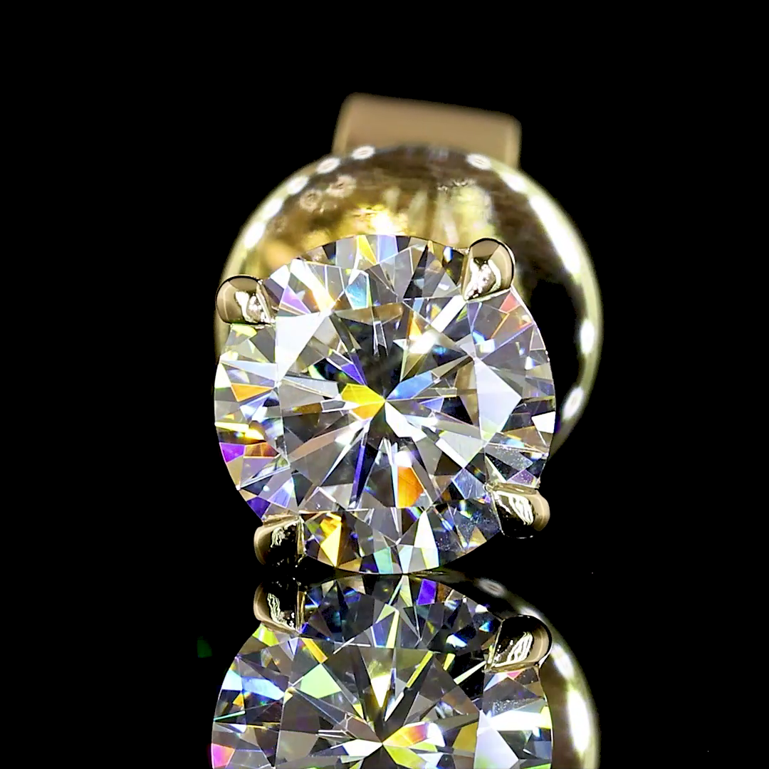 0.51 CT Round Lab Grown Diamond Stud Earrings in 14K Yellow Gold