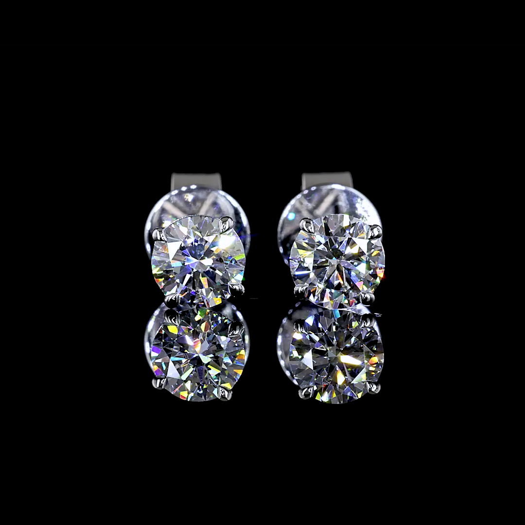 0.72 CT Round Lab Grown Diamond Stud Earrings in 14K White Gold