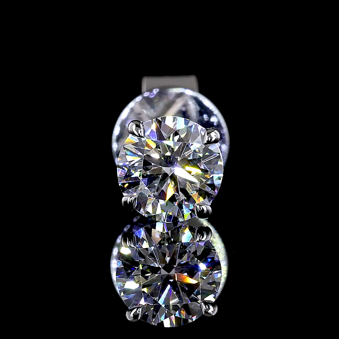 0.72 CT Round Lab Grown Diamond Stud Earrings in 14K White Gold
