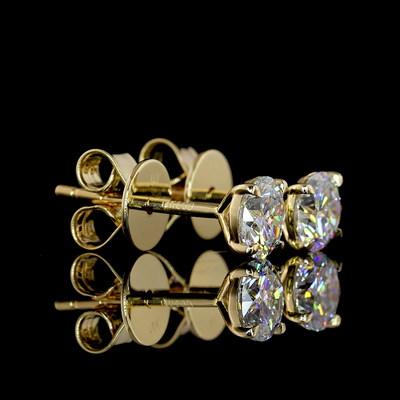 0.76 CT Round Lab Grown Diamond Stud Earrings in 14K Yellow Gold