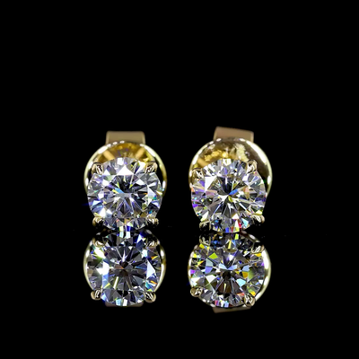 0.76 CT Round Lab Grown Diamond Stud Earrings in 14K Yellow Gold