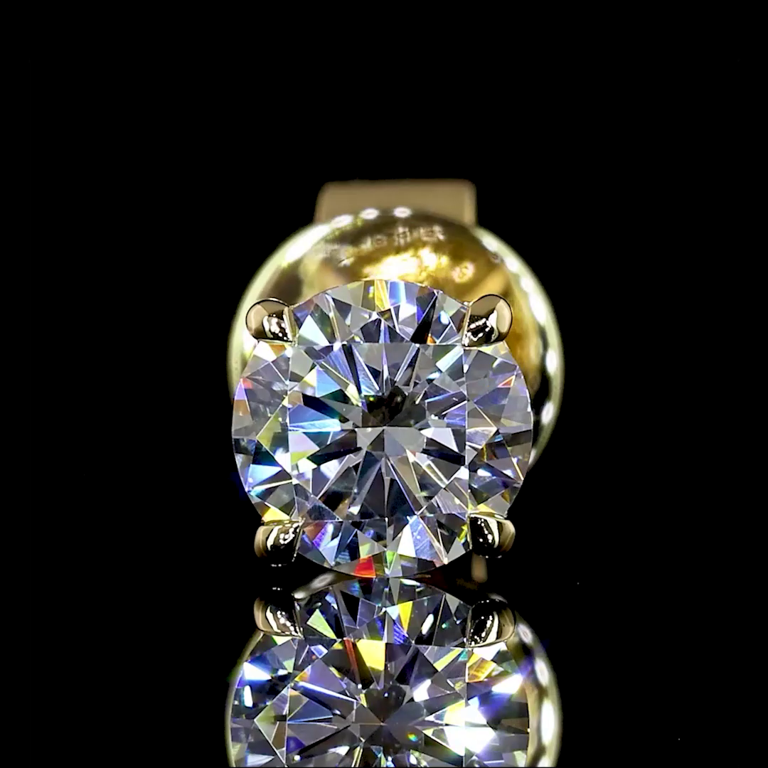 0.76 CT Round Lab Grown Diamond Stud Earrings in 14K Yellow Gold