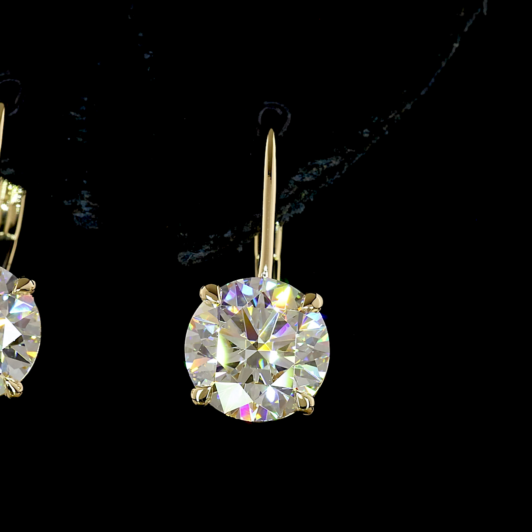 4.2 CT Round Lab Grown Diamond Drop Earrings in 14K Yellow Gold