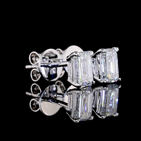 0.95 CT Emerald Lab Grown Diamond Stud Earrings in 14K White Gold