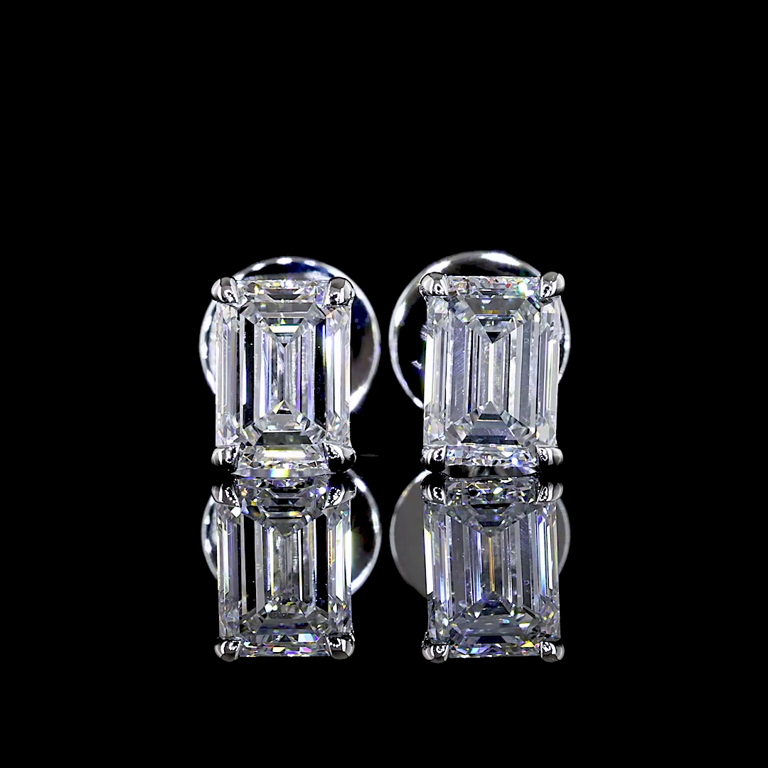 0.95 CT Emerald Lab Grown Diamond Stud Earrings in 14K White Gold