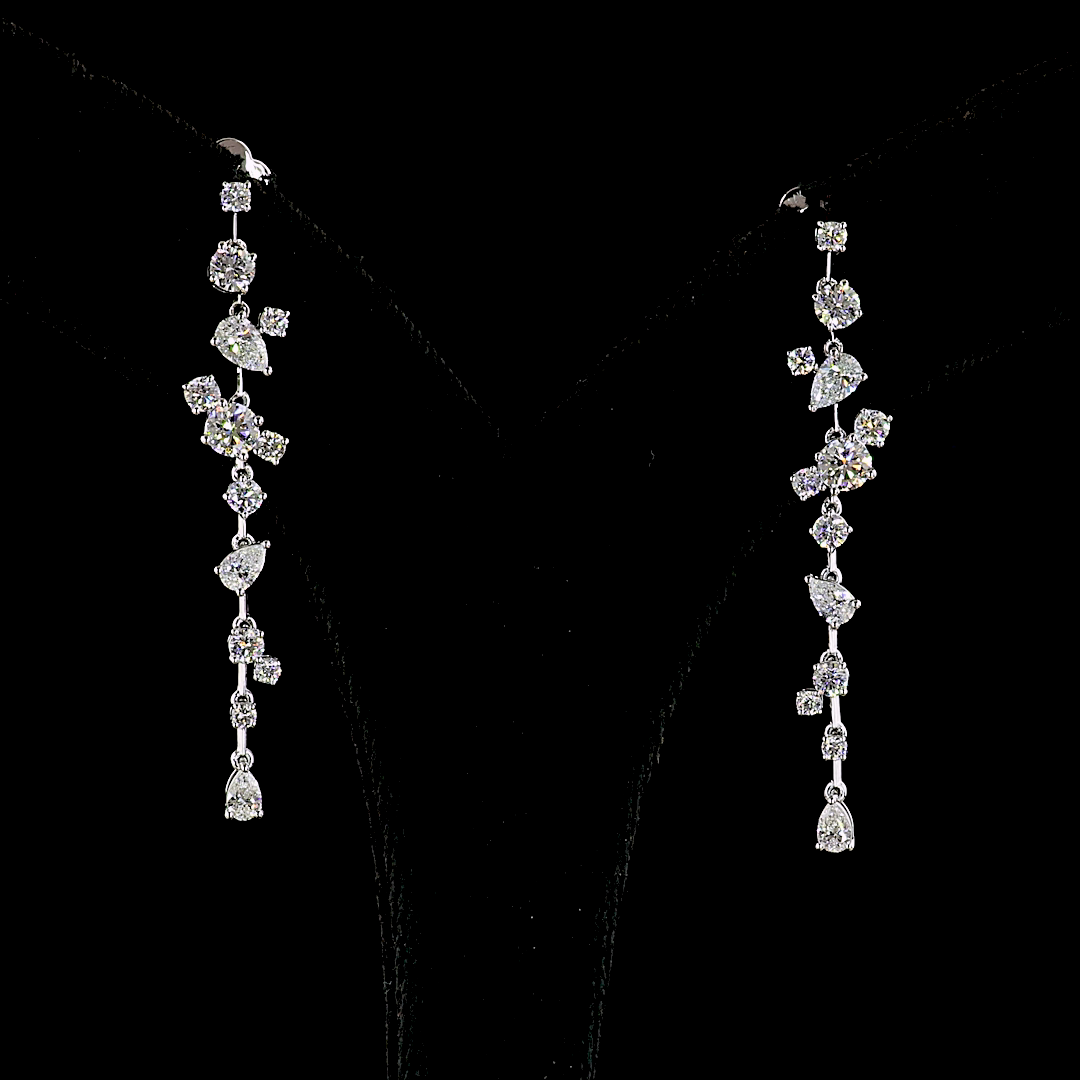 1.72 CT Round Lab Grown Diamond Drop Earrings in 14K White Gold