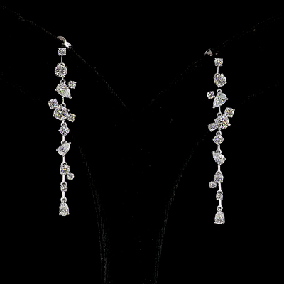 1.72 CT Round Lab Grown Diamond Drop Earrings in 14K White Gold