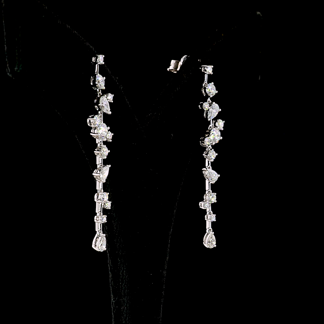1.72 CT Round Lab Grown Diamond Drop Earrings in 14K White Gold