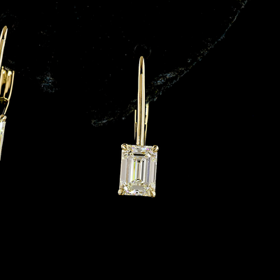 1.08 CT Emerald Lab Grown Diamond Drop Earrings in 14K Yellow Gold