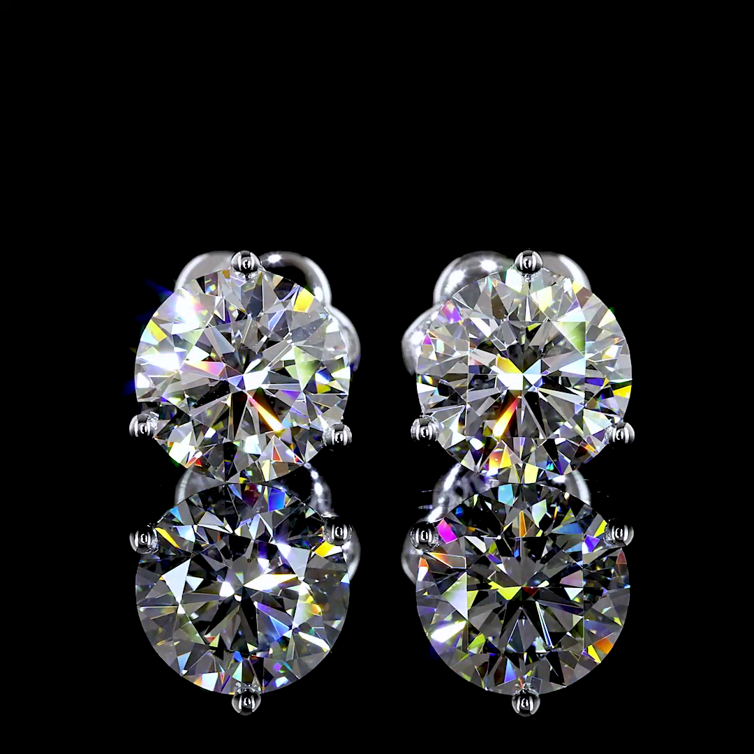 2.55 CT Round Lab Grown Diamond Martini Earrings in 14K White Gold