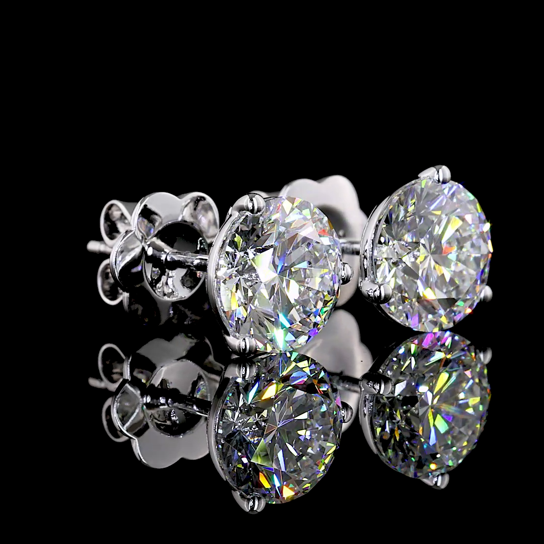 3.06 CT Round Lab Grown Diamond Martini Earrings in 14K White Gold