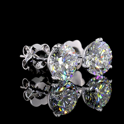 3.06 CT Round Lab Grown Diamond Martini Earrings in 14K White Gold