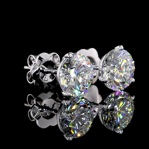 3.06 CT Round Lab Grown Diamond Martini Earrings in 14K White Gold