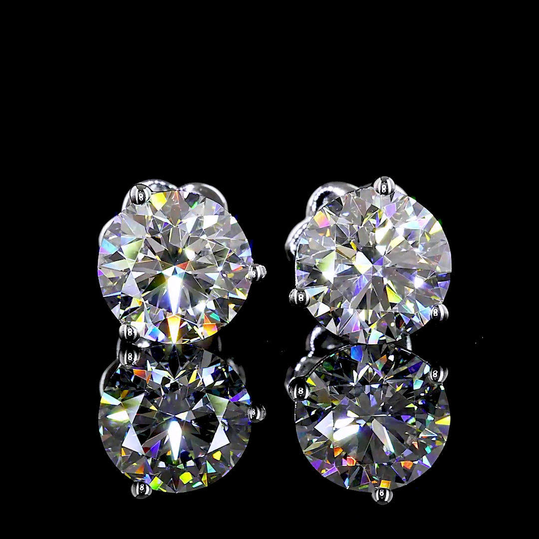 3.06 CT Round Lab Grown Diamond Martini Earrings in 14K White Gold