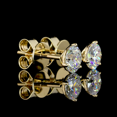 1.06 CT Round Lab Grown Diamond Martini Earrings in 14K Yellow Gold