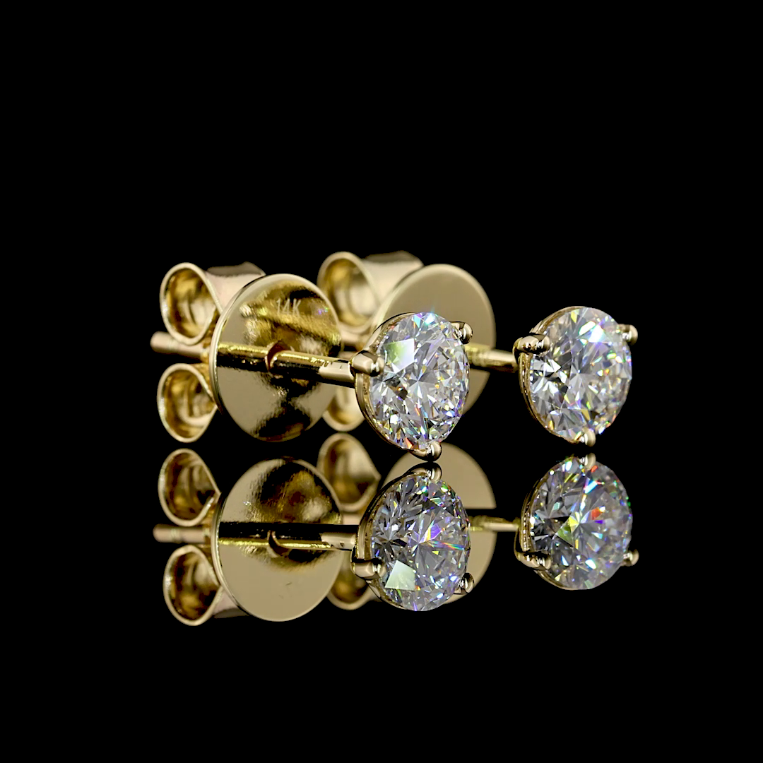 0.82 CT Round Lab Grown Diamond Martini Earrings in 14K Yellow Gold