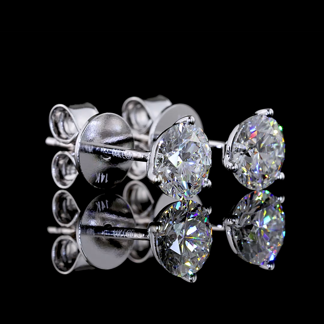1.07 CT Round Lab Grown Diamond Martini Earrings in 14K White Gold
