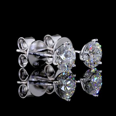 1.07 CT Round Lab Grown Diamond Martini Earrings in 14K White Gold