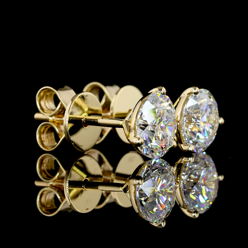 1.54 CT Round Lab Grown Diamond Martini Earrings in 14K Yellow Gold