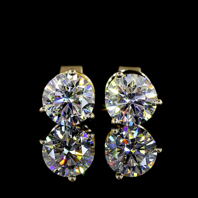 1.46 CT Round Lab Grown Diamond Martini Earrings in 14K Yellow Gold