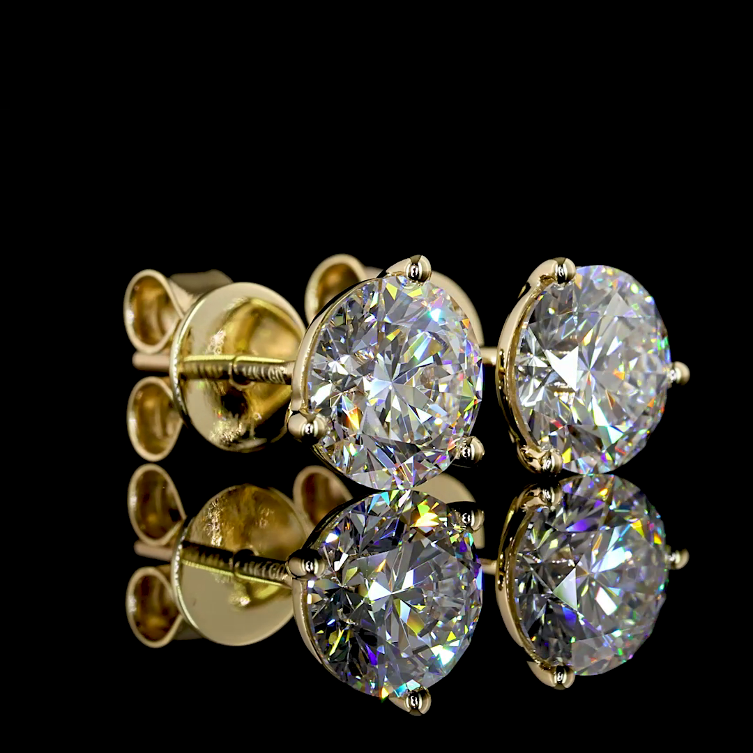 2.08 CT Round Lab Grown Diamond Martini Earrings in 14K Yellow Gold