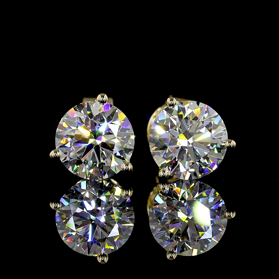 2.08 CT Round Lab Grown Diamond Martini Earrings in 14K Yellow Gold
