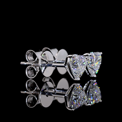 1.09 CT Heart Lab Grown Diamond Martini Earrings in 14K White Gold