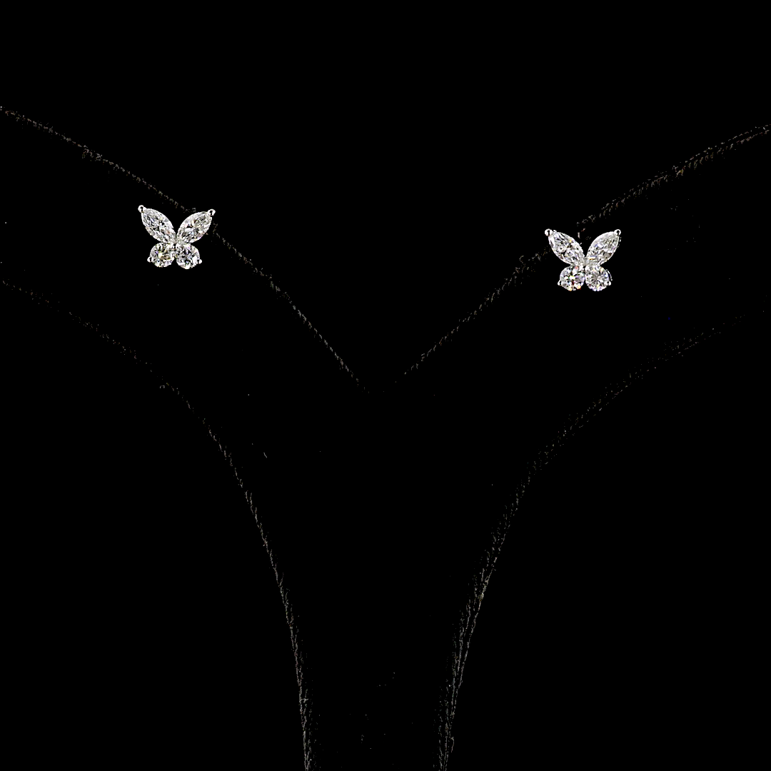0.68 CT Marquise Lab Grown Diamond Stud Earrings in 14K White Gold
