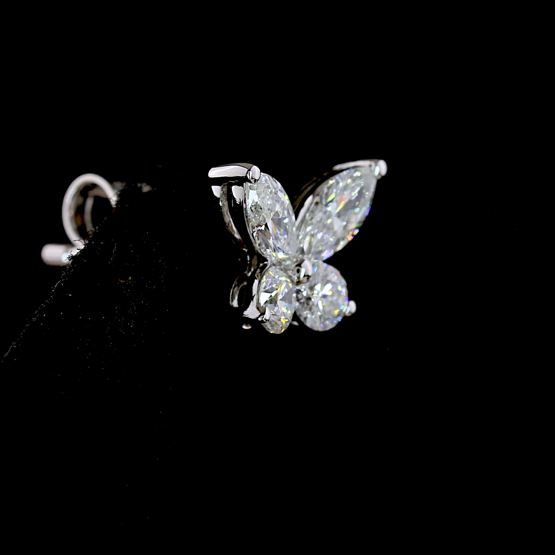 0.68 CT Marquise Lab Grown Diamond Stud Earrings in 14K White Gold