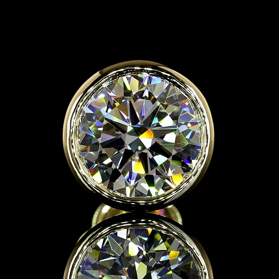 3.12 CT Round Lab Grown Diamond Stud Earrings in 14K Yellow Gold