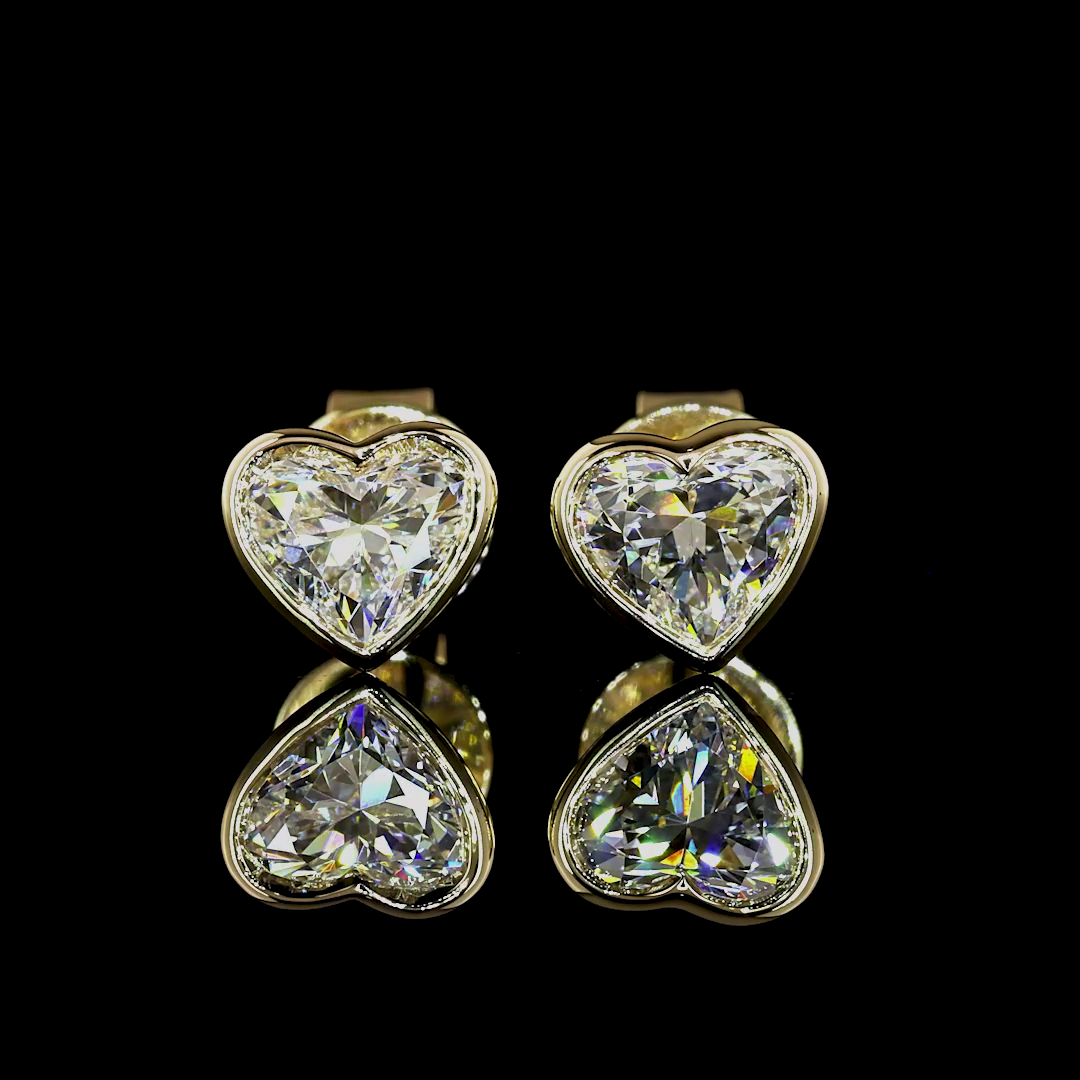 1.03 CT Heart Lab Grown Diamond Stud Earrings in 14K Yellow Gold
