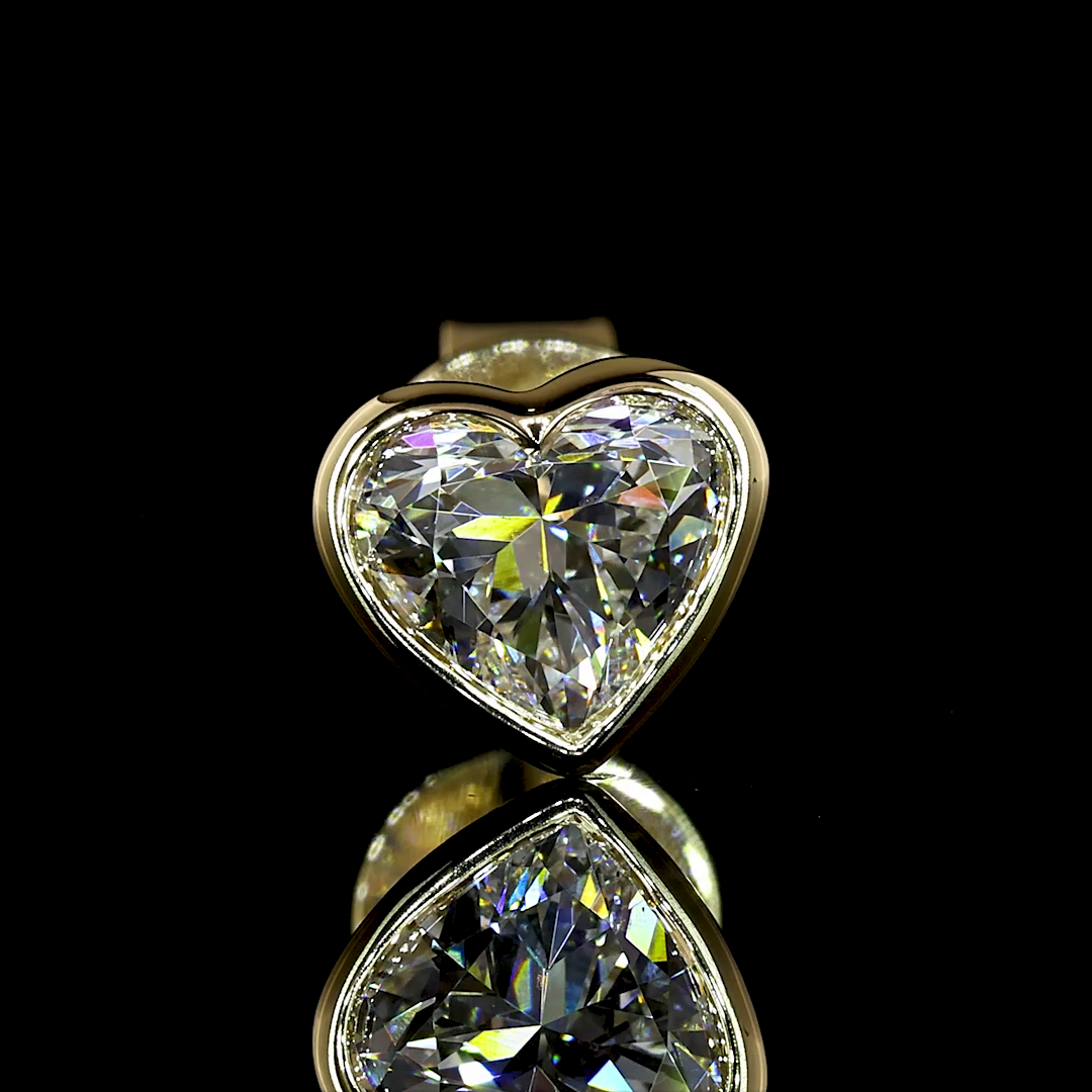 1.03 CT Heart Lab Grown Diamond Stud Earrings in 14K Yellow Gold