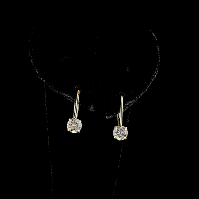 1.07 CT Round Lab Grown Diamond Drop Earrings in 14K Yellow Gold