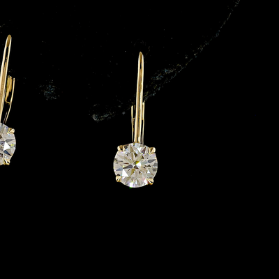 1.07 CT Round Lab Grown Diamond Drop Earrings in 14K Yellow Gold