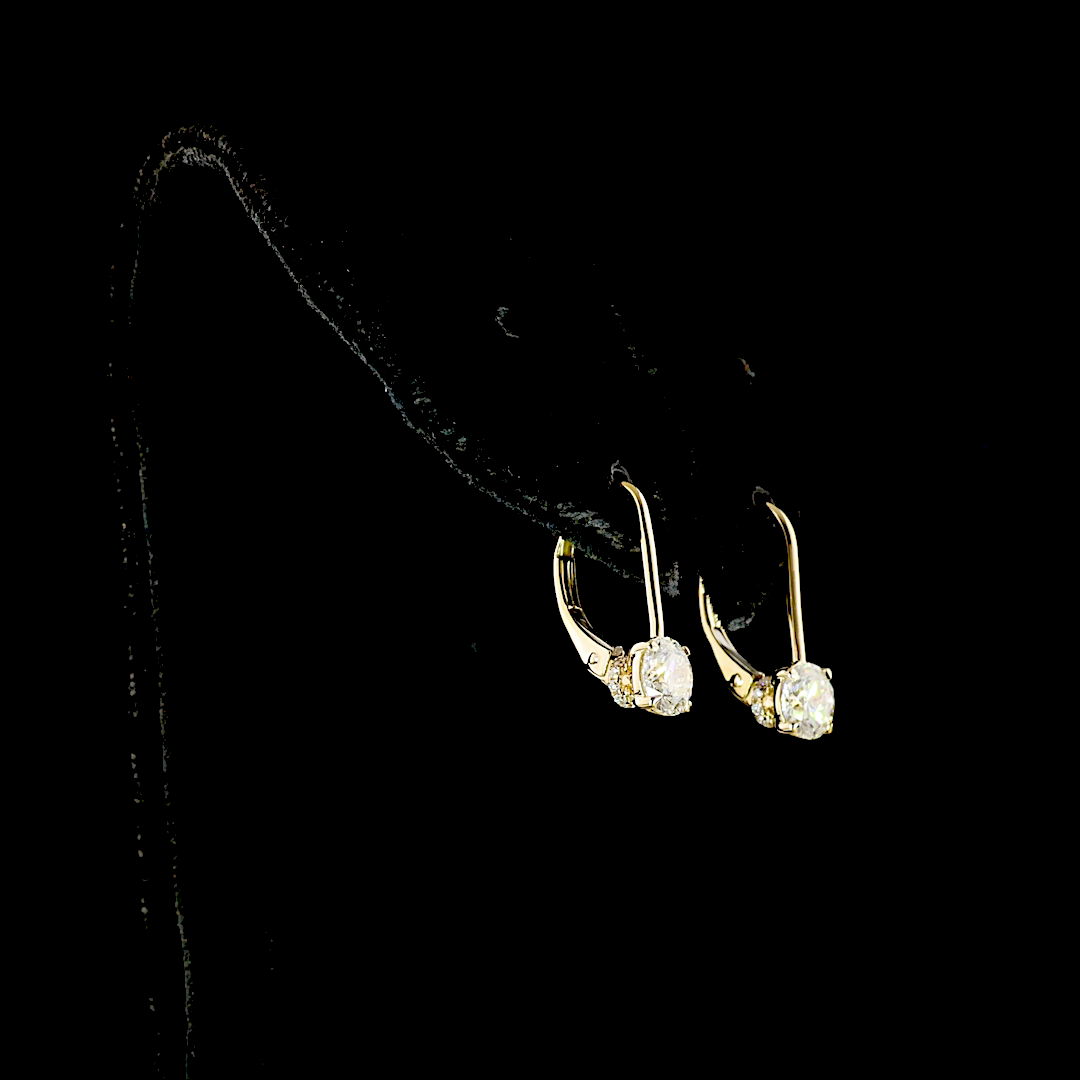 1.07 CT Round Lab Grown Diamond Drop Earrings in 14K Yellow Gold