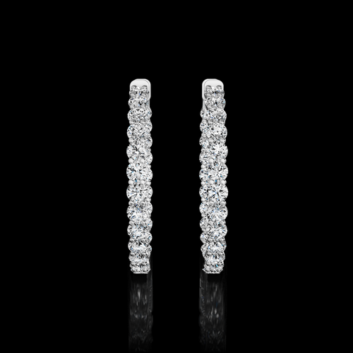 4.34 CT Round Lab Grown Diamond Hoop Earrings in 14K White Gold