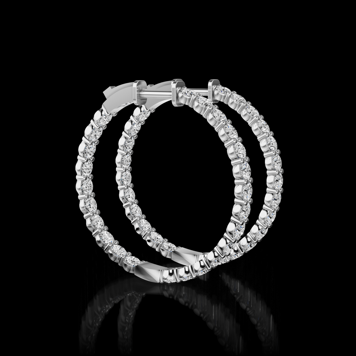 4.34 CT Round Lab Grown Diamond Hoop Earrings in 14K White Gold