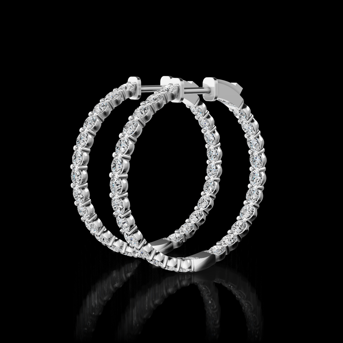 4.34 CT Round Lab Grown Diamond Hoop Earrings in 14K White Gold