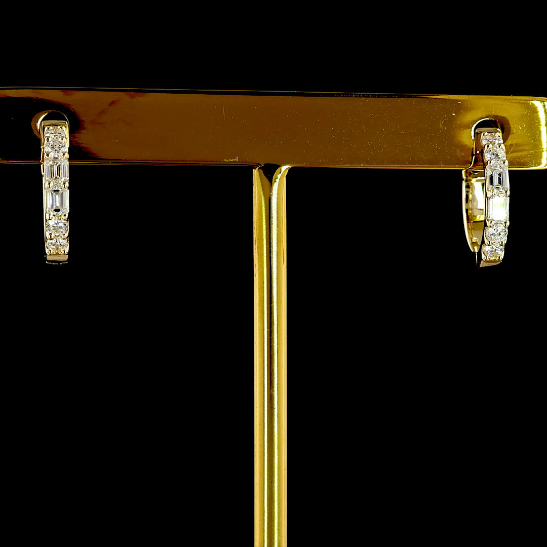 0.41 CT Emerald Lab Grown Diamond Huggie Earrings in 14K Yellow Gold