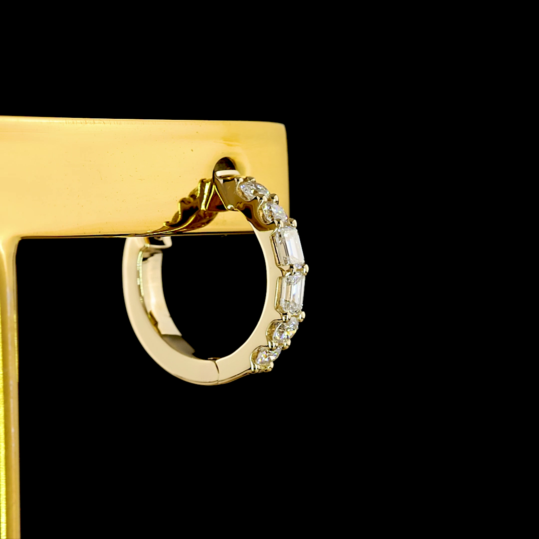 0.41 CT Emerald Lab Grown Diamond Huggie Earrings in 14K Yellow Gold