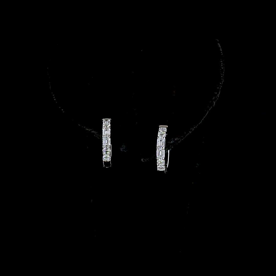 0.38 CT Round Lab Grown Diamond Huggie Earrings in 14K White Gold