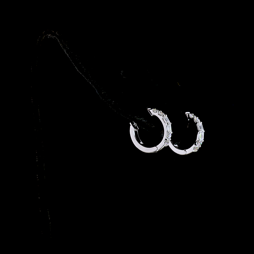 0.38 CT Round Lab Grown Diamond Huggie Earrings in 14K White Gold