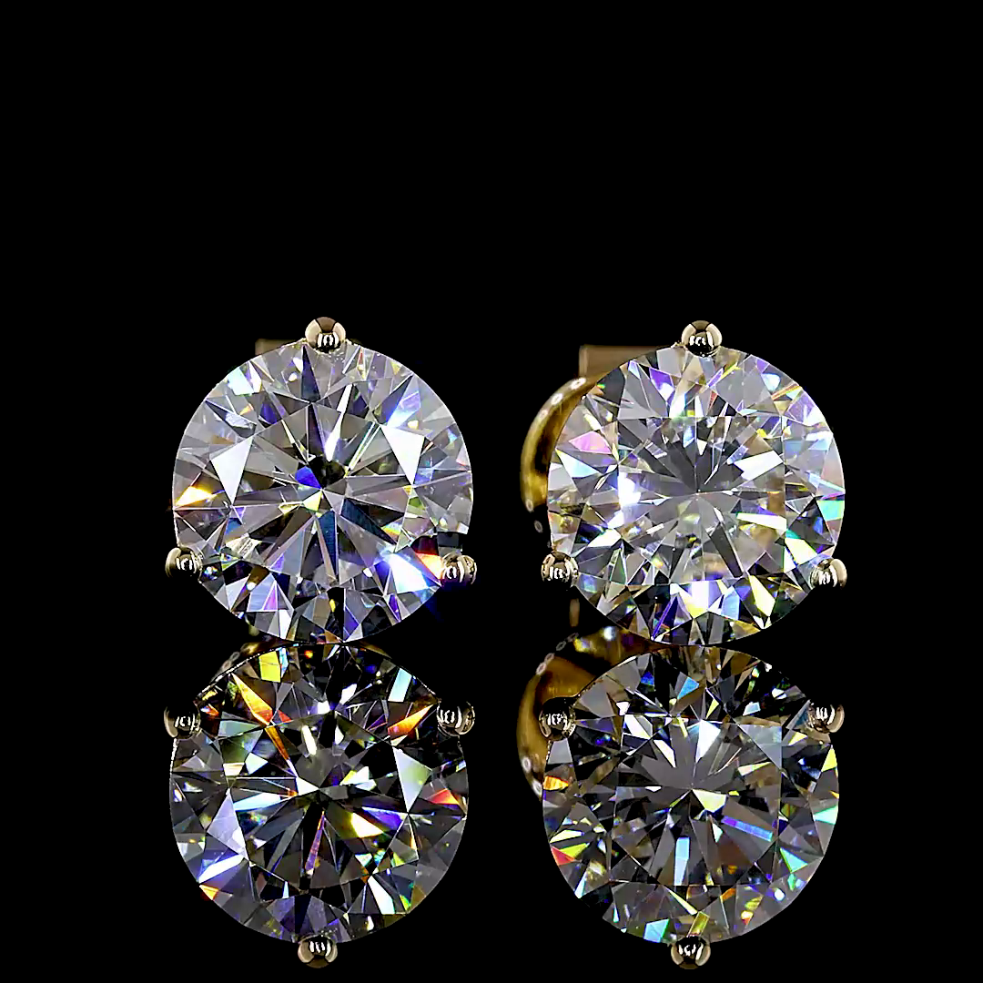 2.55 CT Round Lab Grown Diamond Martini Earrings in 14K Yellow Gold