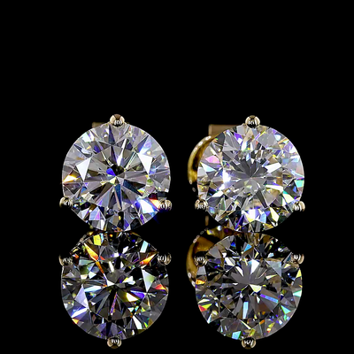 2.55 CT Round Lab Grown Diamond Martini Earrings in 14K Yellow Gold