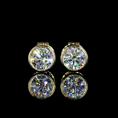 1 CT Round Lab Grown Diamond Stud Earrings in 14K Yellow Gold