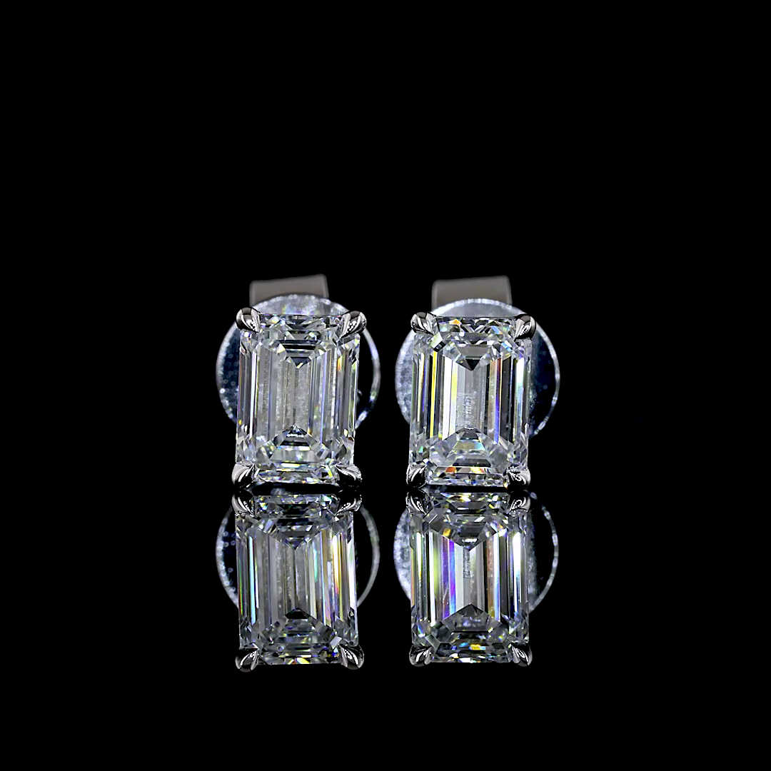 1.06 CT Emerald Lab Grown Diamond Stud Earrings in 14K White Gold